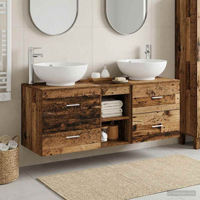 Set de mobilier pentru baie 3 buc. Lemn vechi WALTI