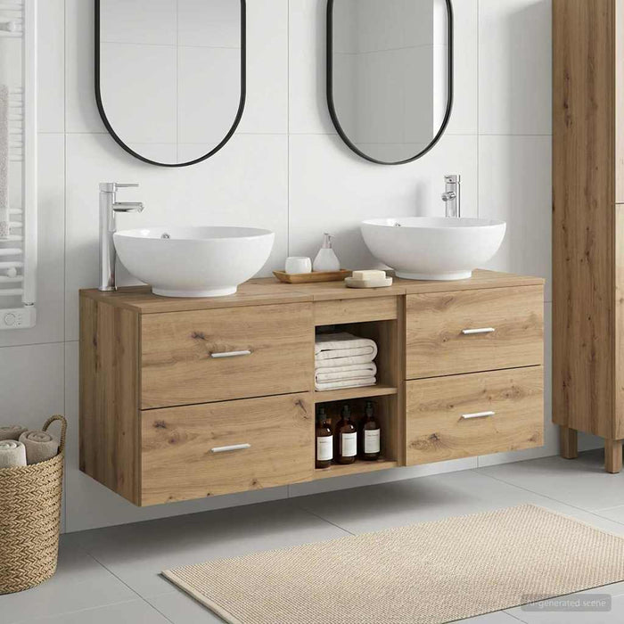 Set de mobilier pentru baie 3 buc. Stejar Artizanal WALTI
