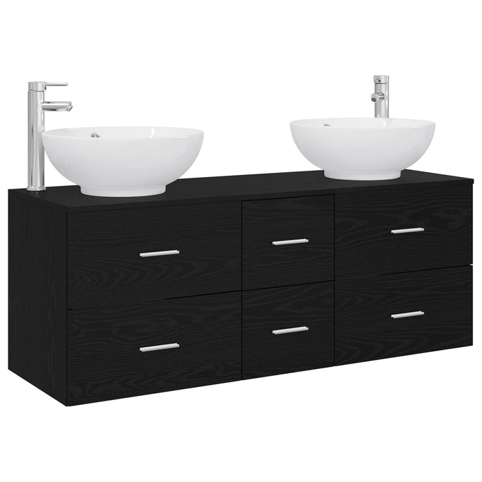 Set de mobilier pentru baie 3 buc. Negru 49,5 x 44,5 x 65 cm WALTI