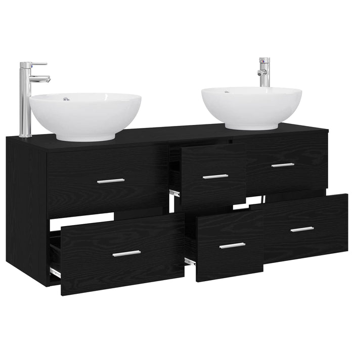 Set de mobilier pentru baie 3 buc. Negru 49,5 x 44,5 x 65 cm WALTI