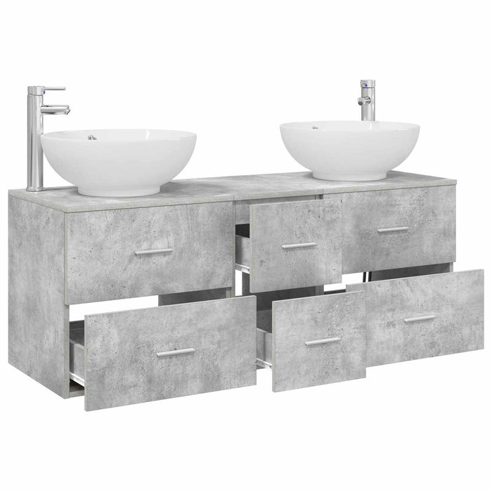 Set de mobilier pentru baie 3 buc. Gri Beton WALTI