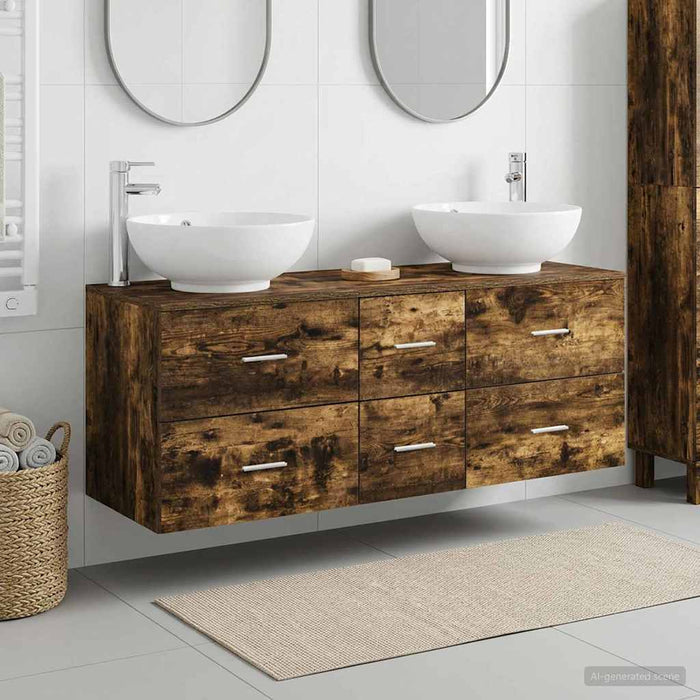 Set de mobilier pentru baie 3 buc. Stejar fumuriu WALTI