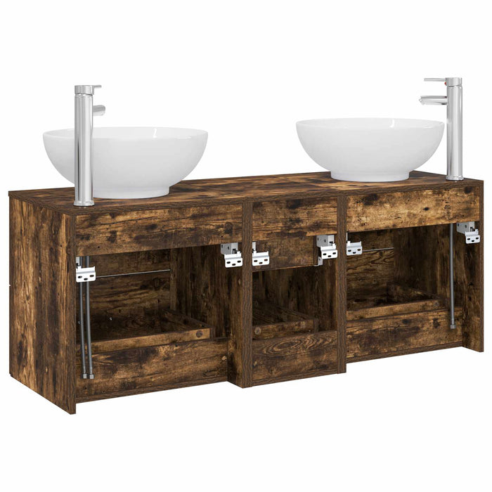 Set de mobilier pentru baie 3 buc. Stejar fumuriu WALTI