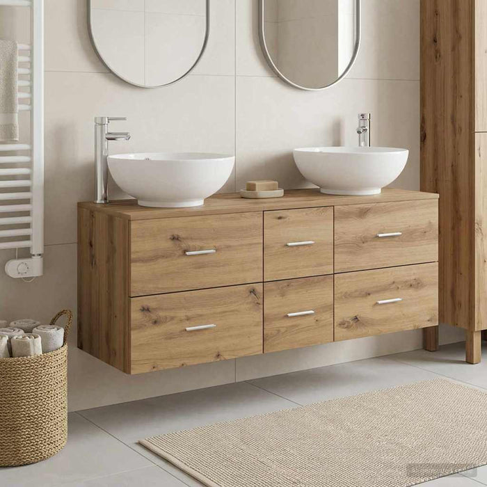 Set de mobilier pentru baie 3 buc. Stejar Artizanal WALTI