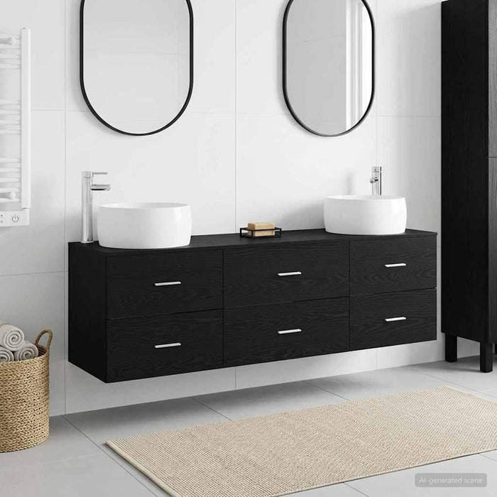 Set de mobilier pentru baie 3 buc. Negru 49,5 x 44,5 x 66 cm WALTI