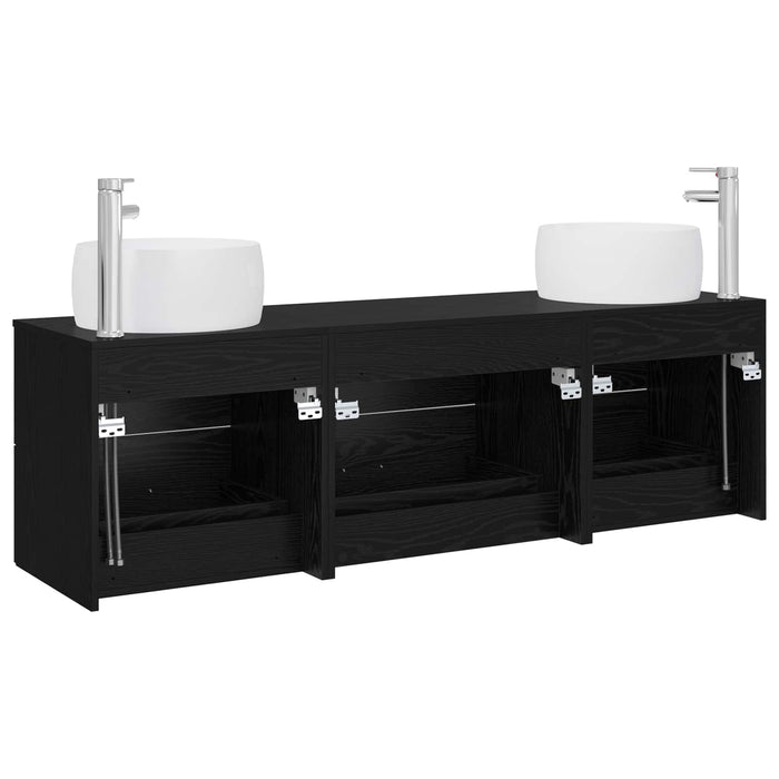 Set de mobilier pentru baie 3 buc. Negru 49,5 x 44,5 x 66 cm WALTI