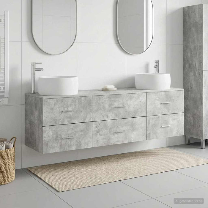 Set de mobilier pentru baie 3 buc. Gri Beton WALTI