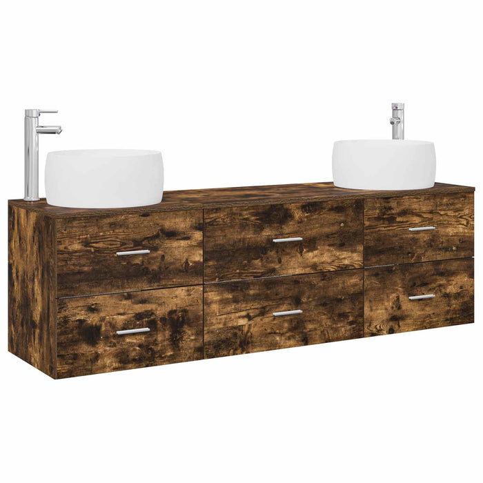 Set de mobilier pentru baie 3 buc. Stejar fumuriu WALTI