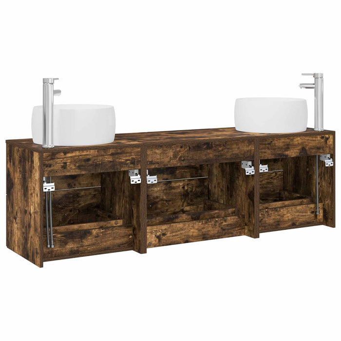 Set de mobilier pentru baie 3 buc. Stejar fumuriu WALTI