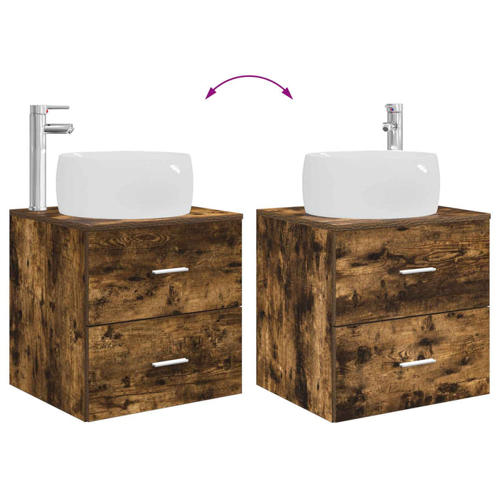 Set de mobilier pentru baie 3 buc. Stejar fumuriu WALTI