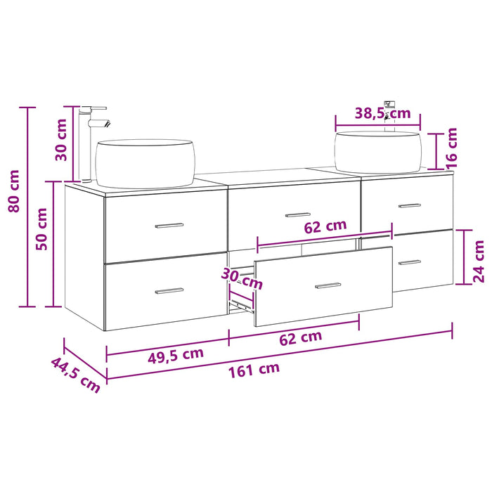 Set de mobilier pentru baie 3 buc. Sonoma gri WALTI