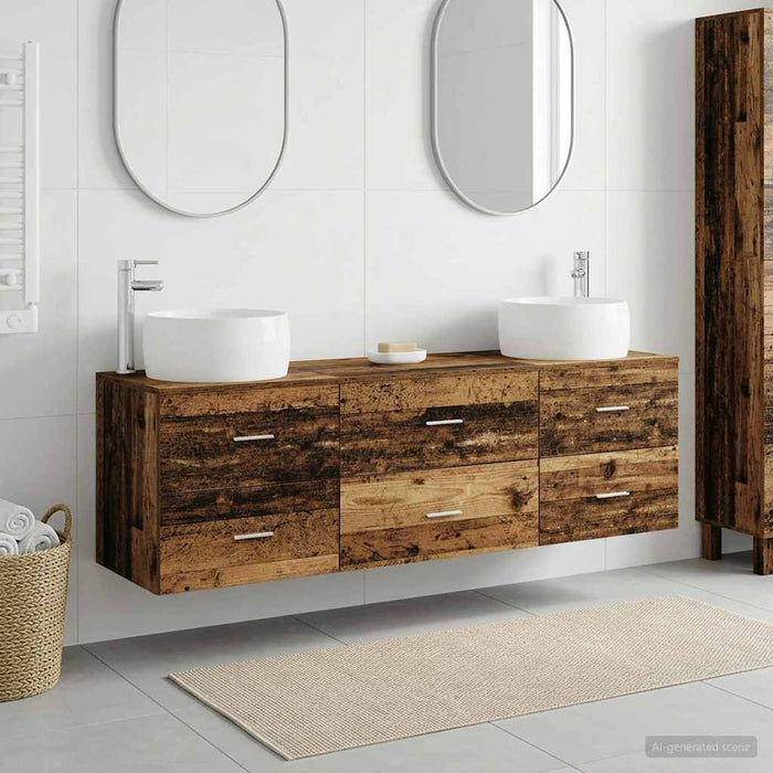 Set de mobilier pentru baie 3 buc. Lemn vechi WALTI