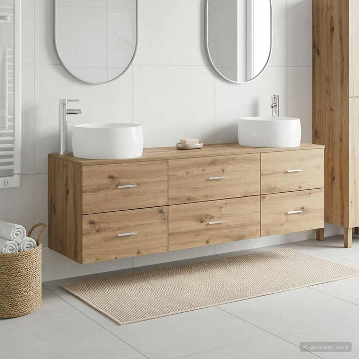 Set de mobilier pentru baie 3 buc. Stejar Artizanal WALTI
