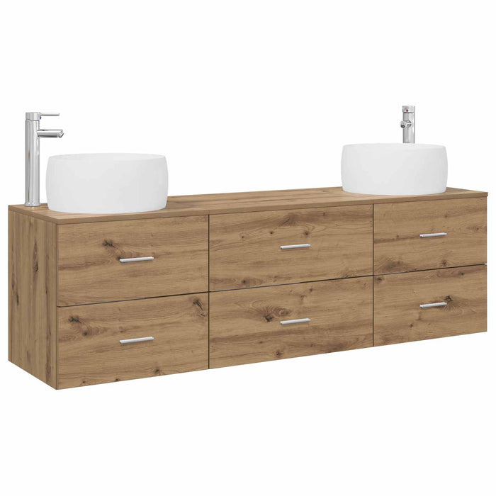 Set de mobilier pentru baie 3 buc. Stejar Artizanal WALTI