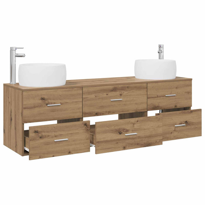 Set de mobilier pentru baie 3 buc. Stejar Artizanal WALTI