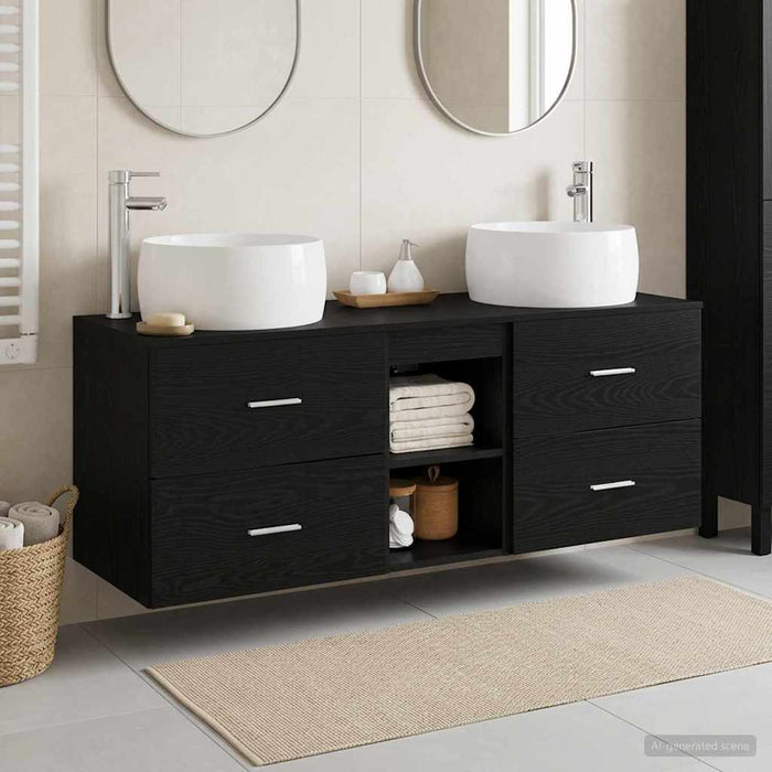 Set de mobilier pentru baie 3 buc. Negru 49,5 x 44,5 x 66 cm WALTI