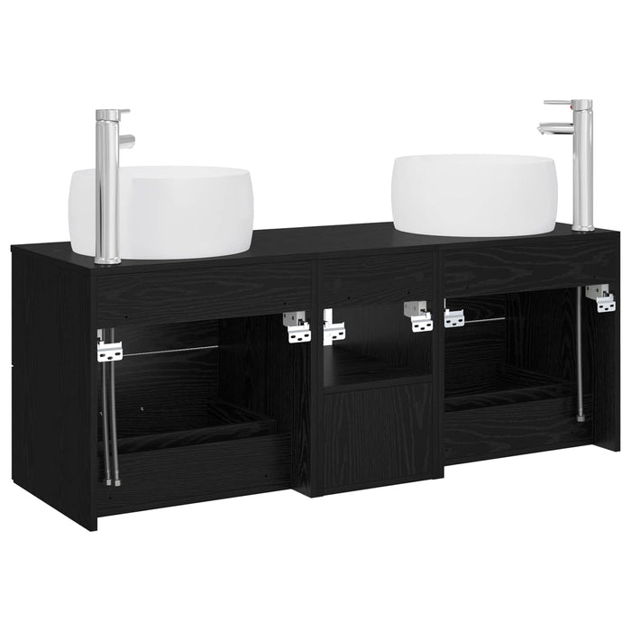 Set de mobilier pentru baie 3 buc. Negru 49,5 x 44,5 x 66 cm WALTI