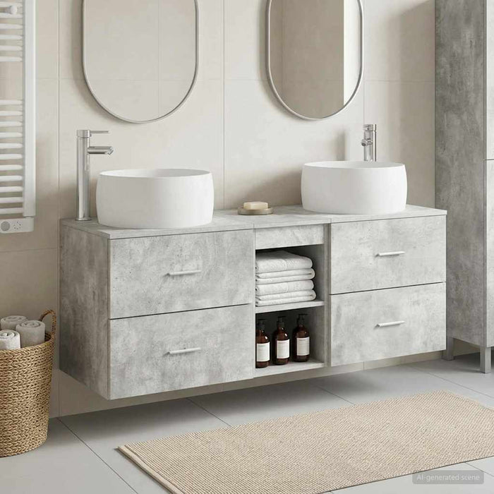 Set de mobilier pentru baie 3 buc. Gri Beton WALTI