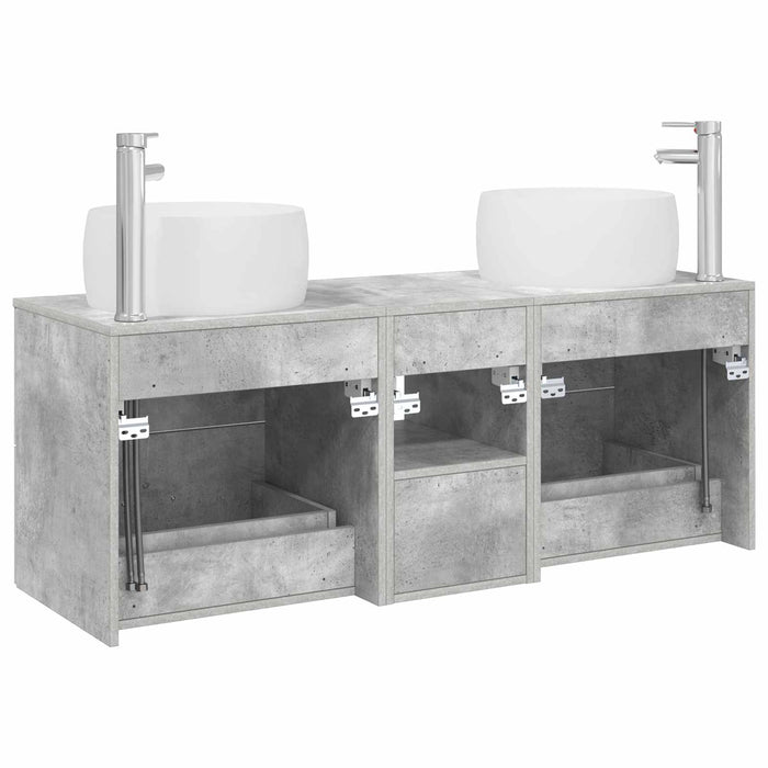 Set de mobilier pentru baie 3 buc. Gri Beton WALTI