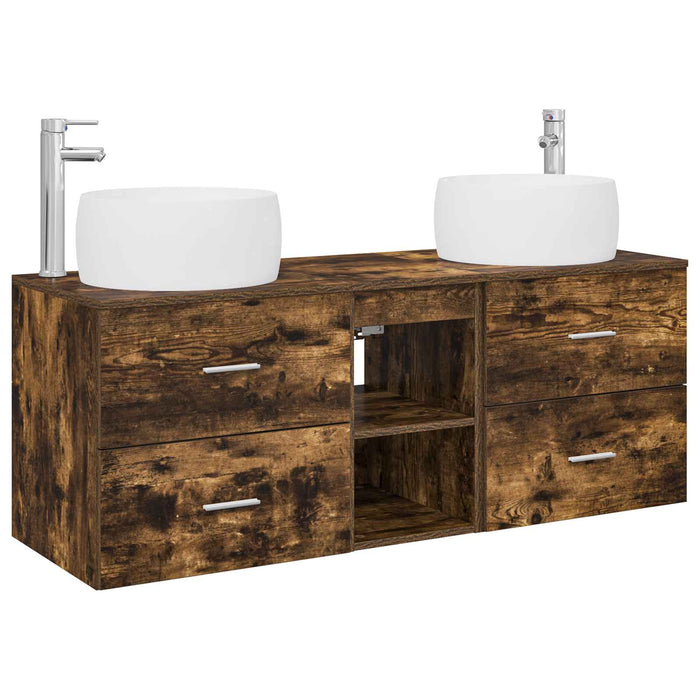 Set de mobilier pentru baie 3 buc. Stejar fumuriu WALTI