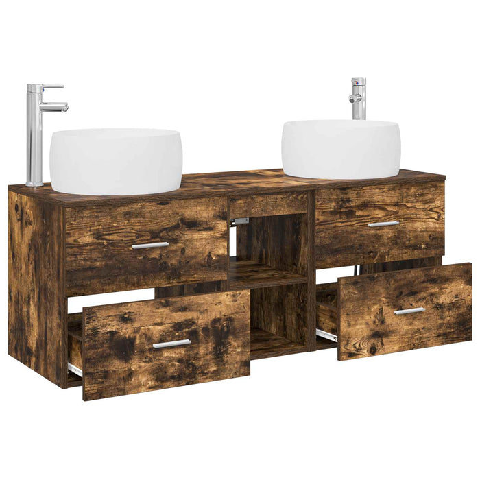Set de mobilier pentru baie 3 buc. Stejar fumuriu WALTI
