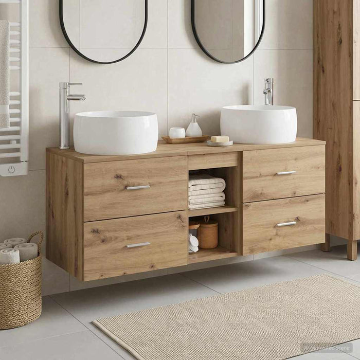 Set de mobilier pentru baie 3 buc. Stejar Artizanal WALTI