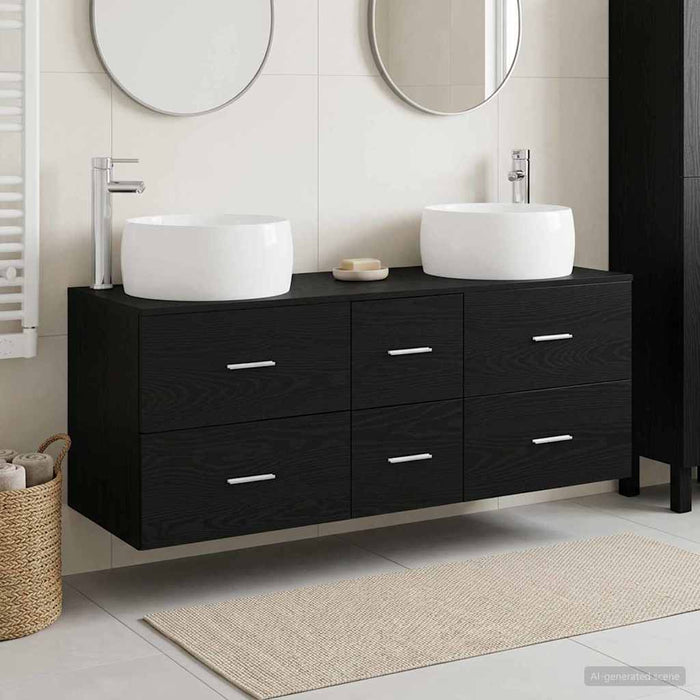 Set de mobilier pentru baie 3 buc. Negru 49,5 x 44,5 x 66 cm WALTI