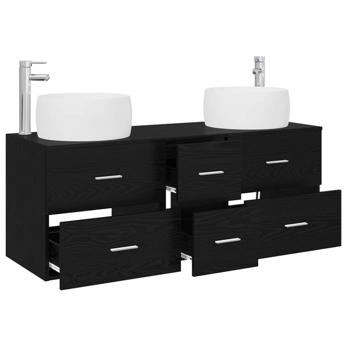 Set de mobilier pentru baie 3 buc. Negru 49,5 x 44,5 x 66 cm WALTI