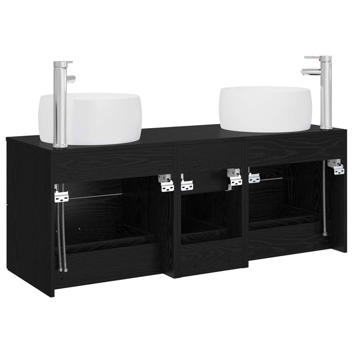 Set de mobilier pentru baie 3 buc. Negru 49,5 x 44,5 x 66 cm WALTI