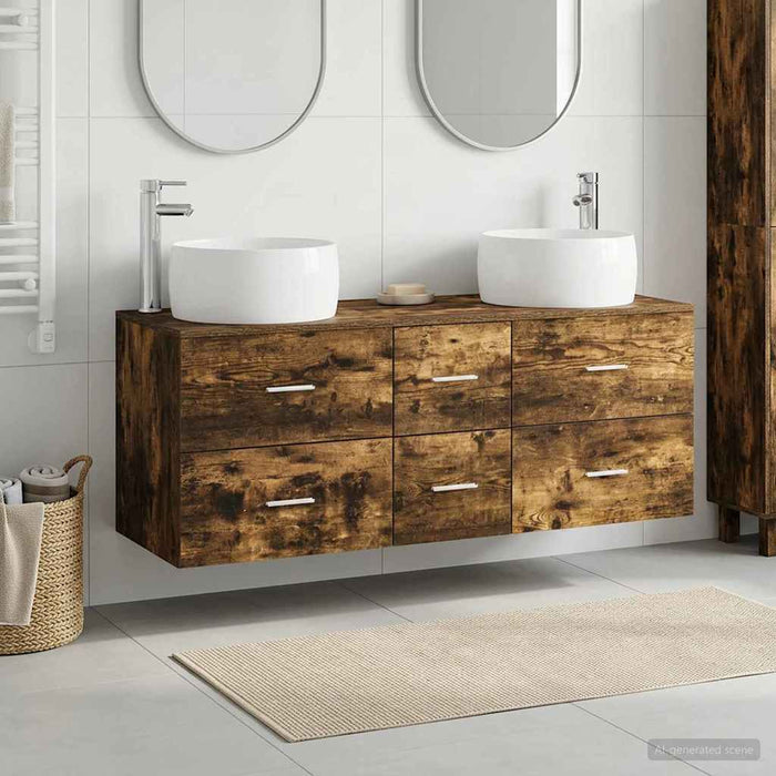 Set de mobilier pentru baie 3 buc. Stejar fumuriu WALTI