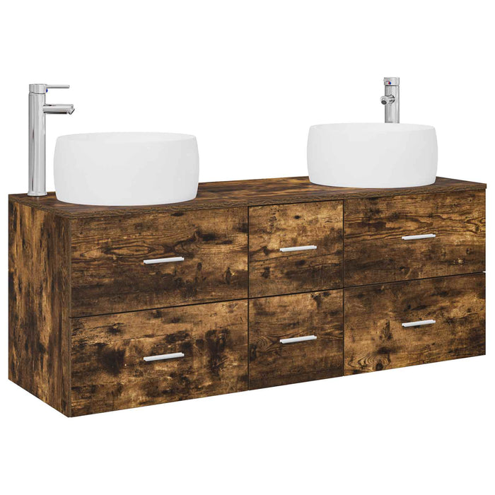 Set de mobilier pentru baie 3 buc. Stejar fumuriu WALTI