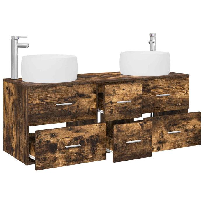 Set de mobilier pentru baie 3 buc. Stejar fumuriu WALTI