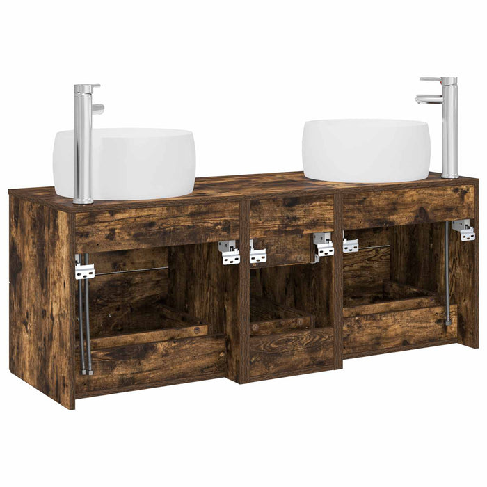 Set de mobilier pentru baie 3 buc. Stejar fumuriu WALTI