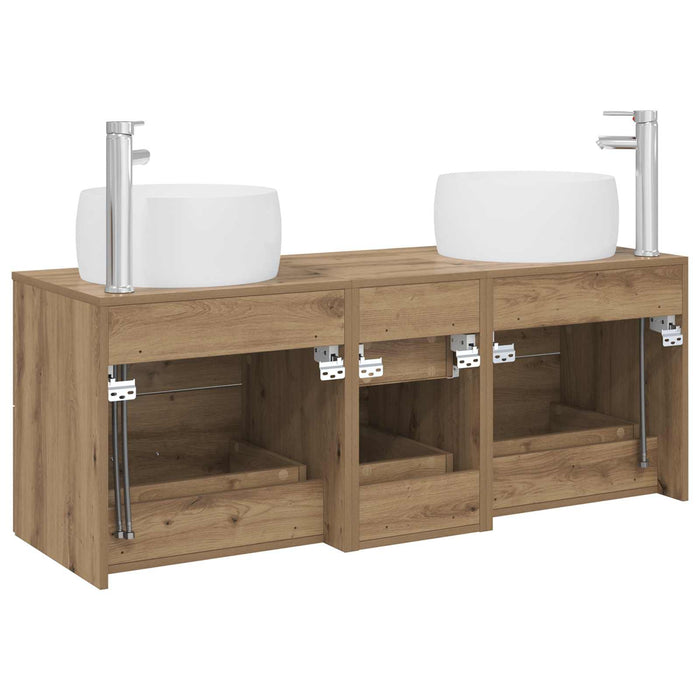 Set de mobilier pentru baie 3 buc. Stejar Artizanal WALTI
