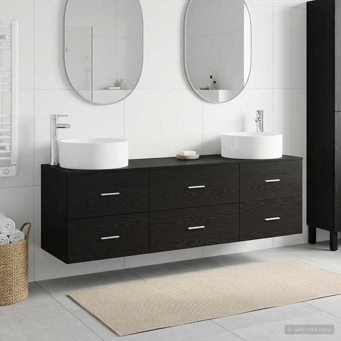 Set de mobilier pentru baie 3 buc. Negru 49,5 x 44,5 x 65,5 cm WALTI