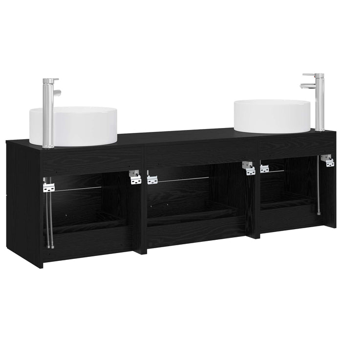 Set de mobilier pentru baie 3 buc. Negru 49,5 x 44,5 x 65,5 cm WALTI