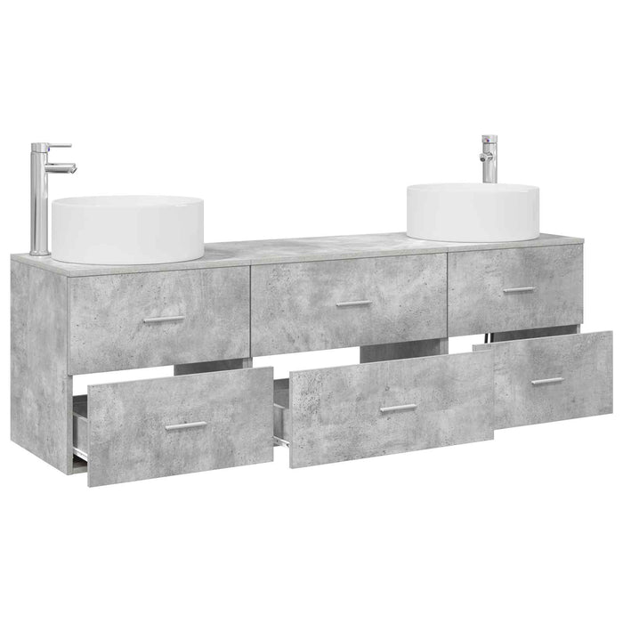 Set de mobilier pentru baie 3 buc. Gri Beton WALTI