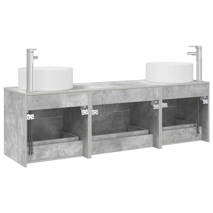 Set de mobilier pentru baie 3 buc. Gri Beton WALTI