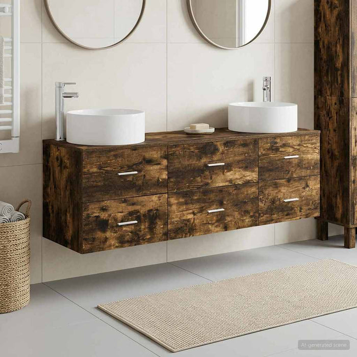 Set de mobilier pentru baie 3 buc. Stejar fumuriu WALTI