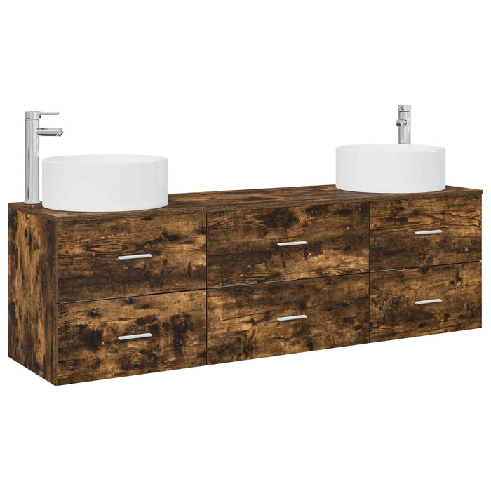 Set de mobilier pentru baie 3 buc. Stejar fumuriu WALTI