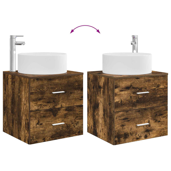 Set de mobilier pentru baie 3 buc. Stejar fumuriu WALTI