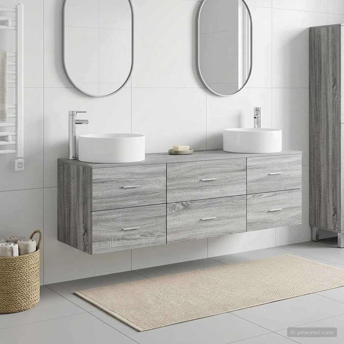 Set de mobilier pentru baie 3 buc. Sonoma gri WALTI