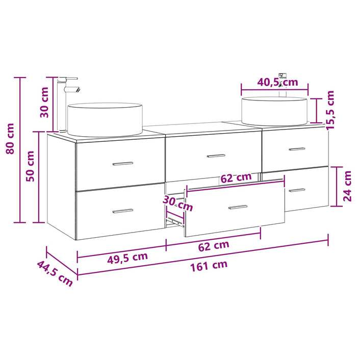 Set de mobilier pentru baie 3 buc. Sonoma gri WALTI