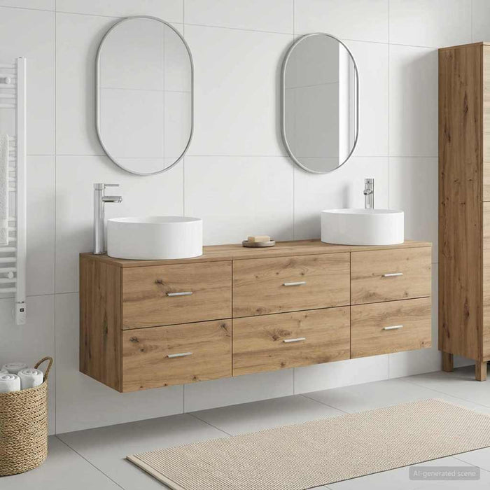 Set de mobilier pentru baie 3 buc. Stejar Artizanal WALTI