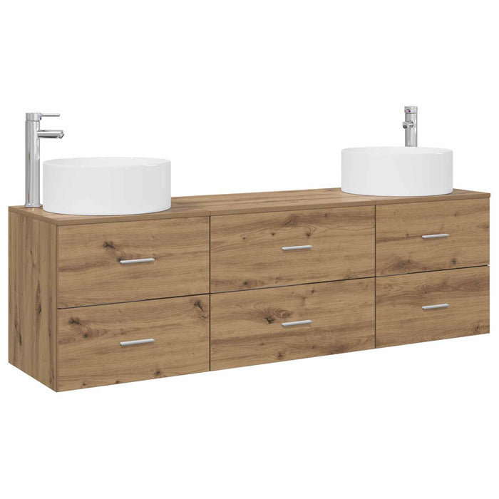 Set de mobilier pentru baie 3 buc. Stejar Artizanal WALTI