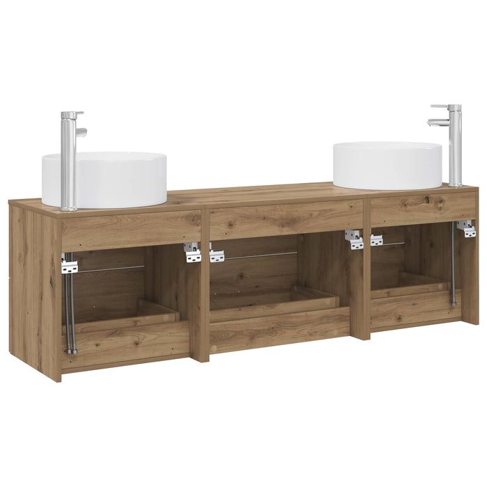 Set de mobilier pentru baie 3 buc. Stejar Artizanal WALTI