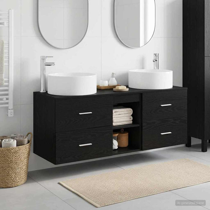 Set de mobilier pentru baie 3 buc. Negru 49,5 x 44,5 x 65,5 cm WALTI