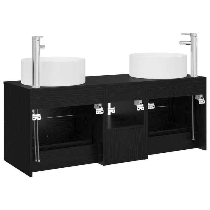 Set de mobilier pentru baie 3 buc. Negru 49,5 x 44,5 x 65,5 cm WALTI
