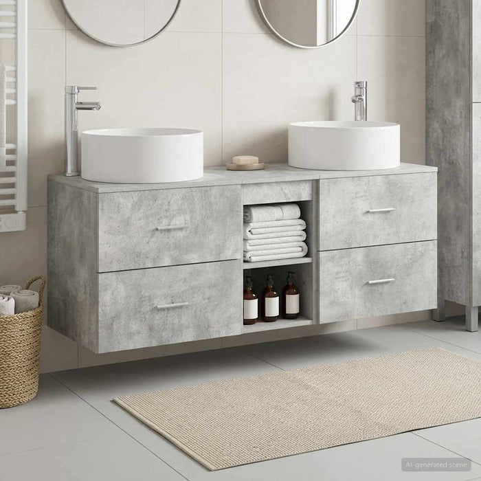 Set de mobilier pentru baie 3 buc. Gri Beton WALTI