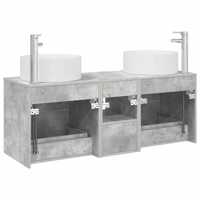 Set de mobilier pentru baie 3 buc. Gri Beton WALTI